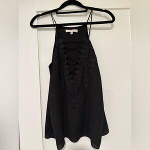 Wayf Black Lace-Up Camisole Top